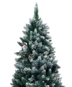vidaXL Artificial Christmas Tree with Pine Cones and White Snow 180 cm