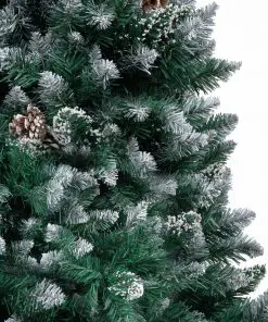 vidaXL Artificial Christmas Tree with Pine Cones and White Snow 180 cm