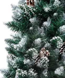 vidaXL Artificial Christmas Tree with Pine Cones and White Snow 180 cm