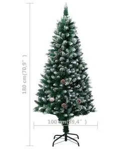 vidaXL Artificial Christmas Tree with Pine Cones and White Snow 180 cm