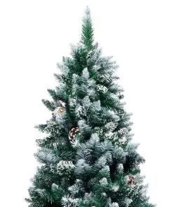 vidaXL Artificial Christmas Tree with Pine Cones and White Snow 210 cm