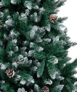 vidaXL Artificial Christmas Tree with Pine Cones and White Snow 210 cm
