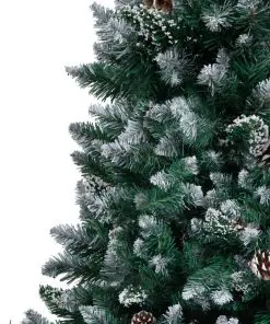 vidaXL Artificial Christmas Tree with Pine Cones and White Snow 210 cm