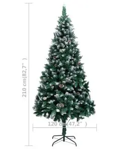 vidaXL Artificial Christmas Tree with Pine Cones and White Snow 210 cm