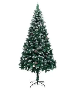 vidaXL Artificial Christmas Tree with Pine Cones and White Snow 240 cm