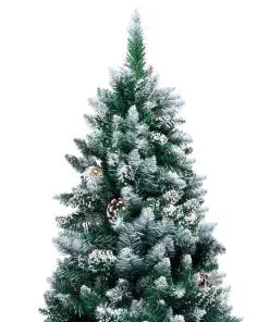 vidaXL Artificial Christmas Tree with Pine Cones and White Snow 240 cm