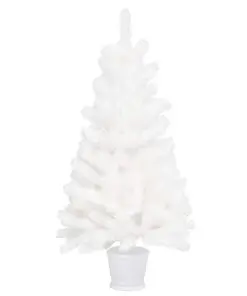 vidaXL Artificial Christmas Tree with a Pot White 90 cm PE