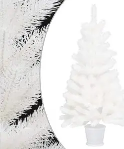 vidaXL Artificial Christmas Tree with a Pot White 90 cm PE