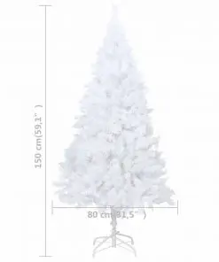 vidaXL Artificial Christmas Tree with Thick Branches White 150 cm PVC