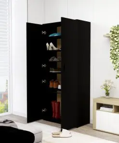 vidaXL Shoe Cabinet Black 80x39x178 cm Chipboard