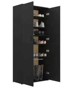 vidaXL Shoe Cabinet Black 80x39x178 cm Chipboard