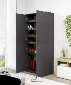 vidaXL Shoe Cabinet Grey 80x39x178 cm Chipboard