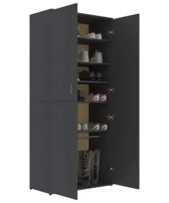 vidaXL Shoe Cabinet Grey 80x39x178 cm Chipboard
