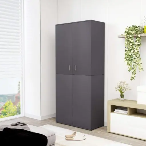 vidaXL Shoe Cabinet Grey 80x39x178 cm Chipboard