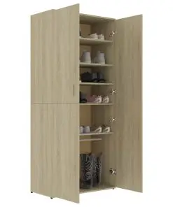 vidaXL Shoe Cabinet Sonoma Oak 80x39x178 cm Chipboard