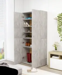 vidaXL Shoe Cabinet Concrete Grey 80x39x178 cm Chipboard
