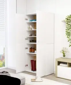 vidaXL Shoe Cabinet High Gloss White 80x39x178 cm Chipboard