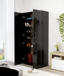 vidaXL Shoe Cabinet High Gloss Black 80x39x178 cm Chipboard
