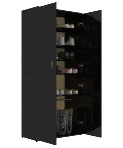 vidaXL Shoe Cabinet High Gloss Black 80x39x178 cm Chipboard
