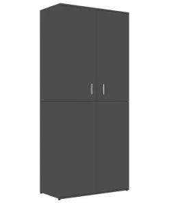 vidaXL Shoe Cabinet High Gloss Grey 80x39x178 cm Chipboard