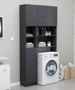 vidaXL Bathroom Cabinet Grey 32×25.5×190 cm Chipboard