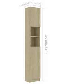 vidaXL Bathroom Cabinet Sonoma Oak 32×25.5×190 cm Chipboard