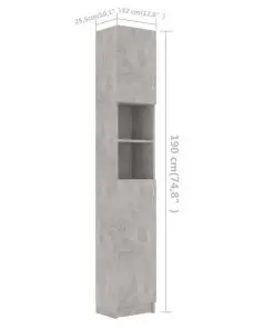 vidaXL Bathroom Cabinet Concrete Grey 32×25.5×190 cm Chipboard