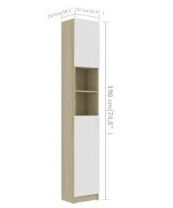 vidaXL Bathroom Cabinet White and Sonoma Oak 32×25.5×190 cm Chipboard