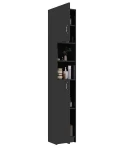 vidaXL Bathroom Cabinet High Gloss Black 32×25.5×190 cm Chipboard