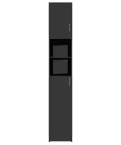 vidaXL Bathroom Cabinet High Gloss Black 32×25.5×190 cm Chipboard