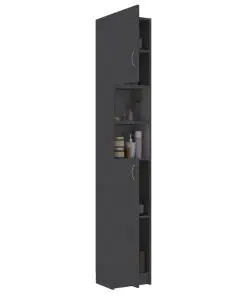 vidaXL Bathroom Cabinet High Gloss Grey 32×25.5×190 cm Chipboard