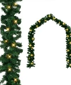 vidaXL Christmas Garland with LED Lights Green 5 m PVC