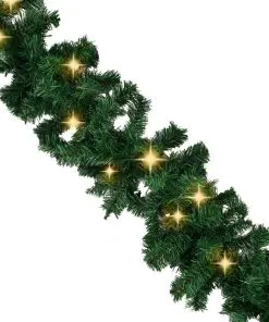 vidaXL Christmas Garland with LED Lights Green 5 m PVC