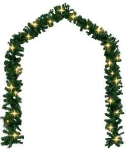 vidaXL Christmas Garland with LED Lights Green 10 m PVC