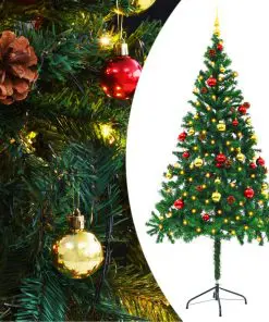 vidaXL Artificial Christmas Tree with Baubles and LEDs Green 180 cm