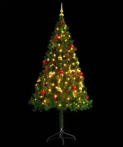 vidaXL Artificial Christmas Tree with Baubles and LEDs Green 180 cm