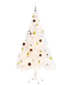 vidaXL Artificial Christmas Tree with Baubles and LEDs White 150 cm