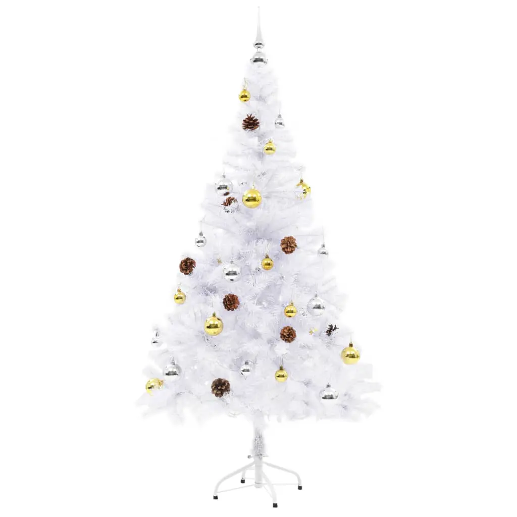 vidaXL Artificial Christmas Tree with Baubles and LEDs White 150 cm