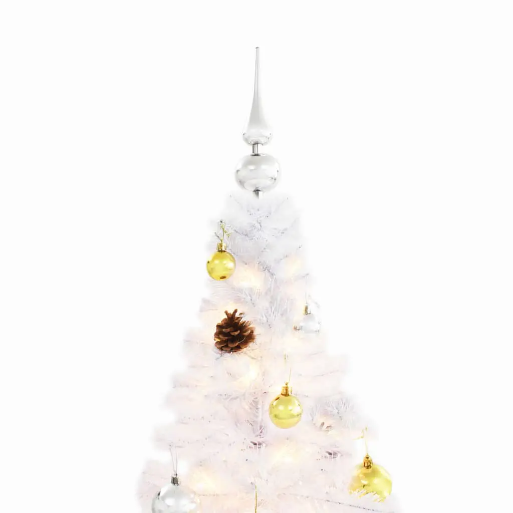 vidaXL Artificial Christmas Tree with Baubles and LEDs White 150 cm