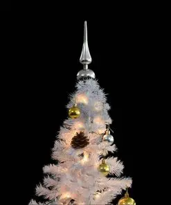vidaXL Artificial Christmas Tree with Baubles and LEDs White 180 cm