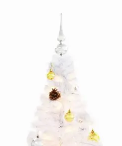 vidaXL Artificial Christmas Tree with Baubles and LEDs White 180 cm