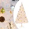 vidaXL Artificial Christmas Tree with Baubles and LEDs White 210 cm