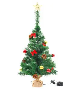 vidaXL Artificial Christmas Tree with Baubles and LEDs Green 64 cm