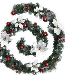 vidaXL Christmas Garland with LED Lights Green 2.7 m PVC