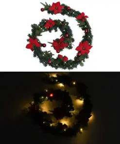 vidaXL Christmas Garland with LED Lights Green 2.7 m PVC