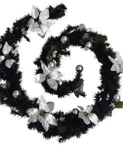 vidaXL Christmas Garland with LED Lights Black 2.7 m PVC