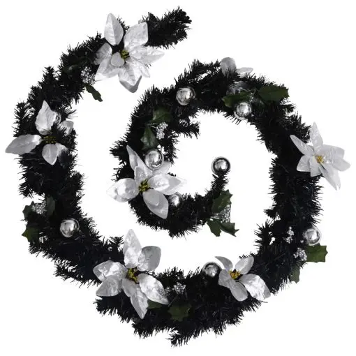 vidaXL Christmas Garland with LED Lights Black 2.7 m PVC