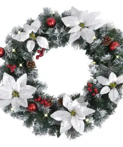 vidaXL Christmas Wreath with LED Lights Green 60 cm PVC