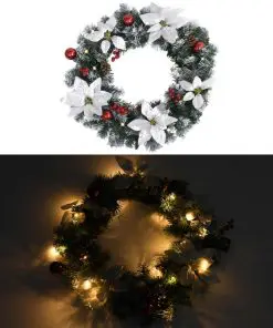 vidaXL Christmas Wreath with LED Lights Green 60 cm PVC