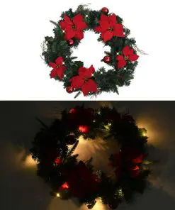 vidaXL Christmas Wreath with LED Lights Green 60 cm PVC